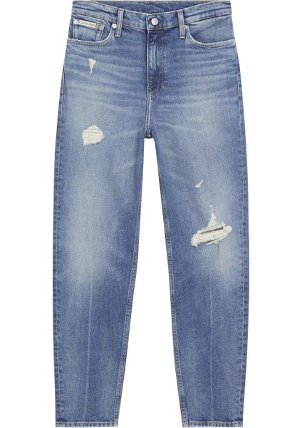 Yüksek Bel Normal Paça Mom Fit Mavi Kadın Denim Pantolon J20J2245131A4