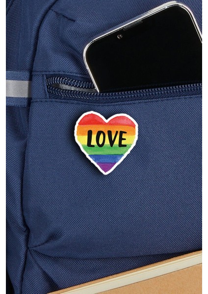 Sevgililer Günü Gökkuşağı Kalp Love Pin - Rozet - Ahşap - Broş - Yaka Çanta Aksesuar fiyatları