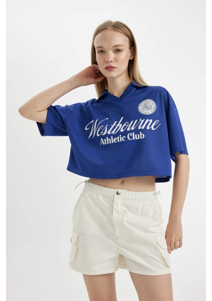Coool Oversize Geniş Kalıp Polo Yaka Baskılı Kısa Kollu Tişört D4725AX24HS fırsatları