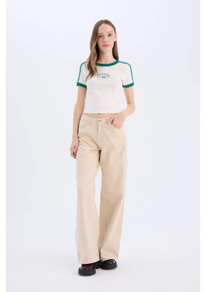 Fitted Baskılı Ribana Kısa Kollu Tişört E0333AX25SM fiyatları