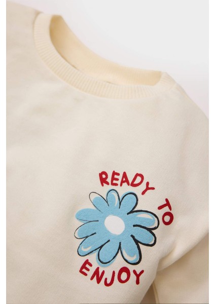 Kız Bebek Bisiklet Yaka Baskılı Sweatshirt D9377A525SP