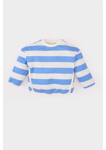 Kız Bebek Bisiklet Yaka Çizgili Sweatshirt E2950A525SP