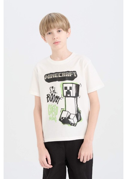 Erkek Çocuk Minecraft Bisiklet Yaka Kısa Kollu Tişört E3096A825SM