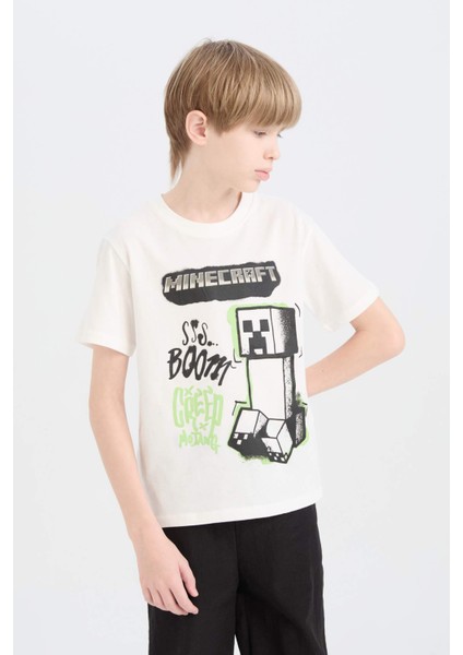 Erkek Çocuk Minecraft Bisiklet Yaka Kısa Kollu Tişört E3096A825SM modelleri