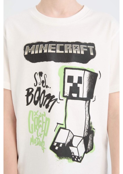 Erkek Çocuk Minecraft Bisiklet Yaka Kısa Kollu Tişört E3096A825SM fırsatları