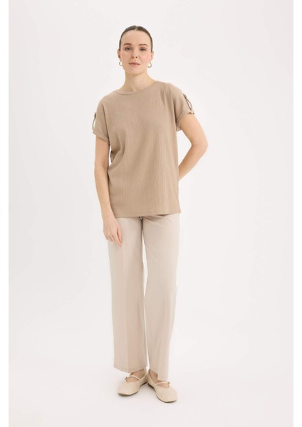 Regular Fit Bisiklet Yaka Basic Düz Kısa Kollu Tişört D3198AX25SP