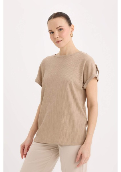 Regular Fit Bisiklet Yaka Basic Düz Kısa Kollu Tişört D3198AX25SP