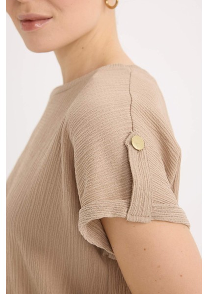 Regular Fit Bisiklet Yaka Basic Düz Kısa Kollu Tişört D3198AX25SP