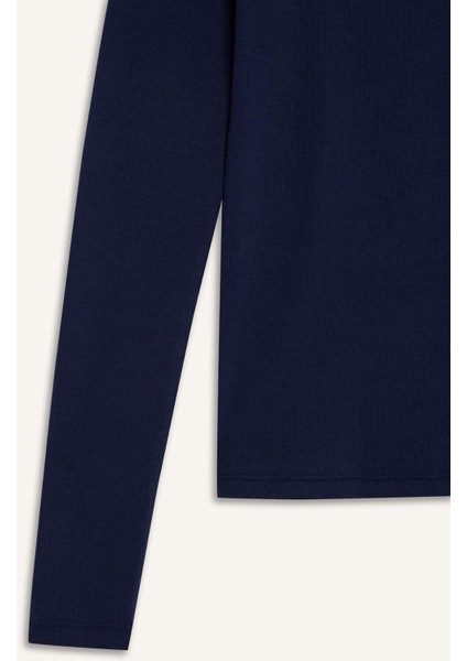 Slim Fit Dar Kesim Basic Düz Fitilli Kaşkorse Uzun Kollu Tişört E5768AX25SP fiyatları