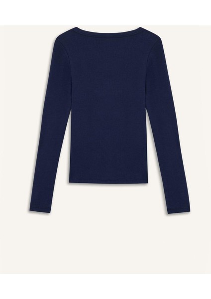 Slim Fit Dar Kesim Basic Düz Fitilli Kaşkorse Uzun Kollu Tişört E5768AX25SP modelleri