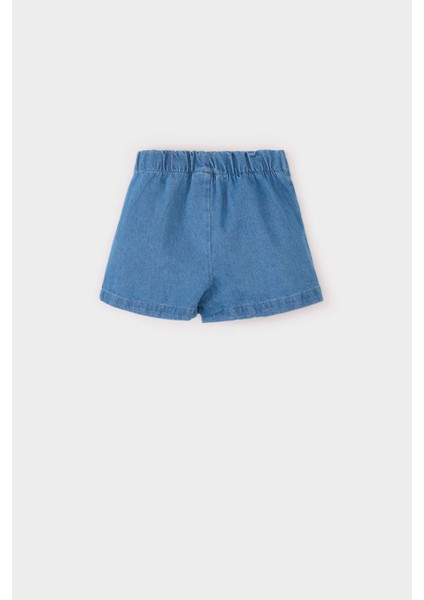 Kız Bebek Beli Lastikli Jean Şort Etek E0438A525SM