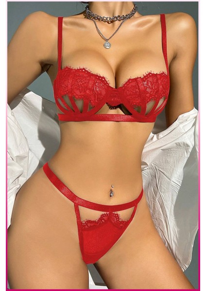 Midye Model Sütyen Takım - Kırmızı