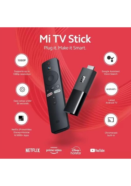 Mi Tv Stick 1080P Dolby Dts Chromecast Android Tv Medya Oynatıcı fiyatları