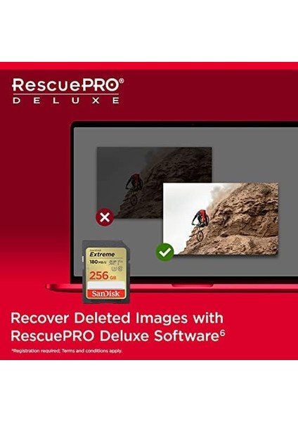Extreme Sdxc Uhs-I Hafıza Kartı 256 GB (V30, 180 Mb/s Aktarım, U3, 4K UHD Videolar, Sandisk Quickflow Teknolojisi, Su Geçirmez, Darbeye Dayanıklı, Isıya Dayanıklı)