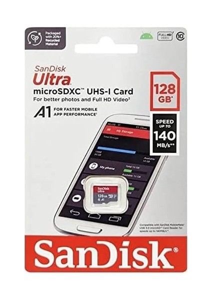 Ultra 128GB 140MB/S Microsdxc Uhs-I Hafıza Kartı SDSQUAB-128G-GN6MN