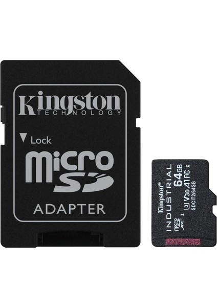 Endüstriyel Microsd - 64 GB Microsdxc Endüstriyel C10 A1 Pslc Kartı + Sd Adaptör - Sdcıt2/64 GB