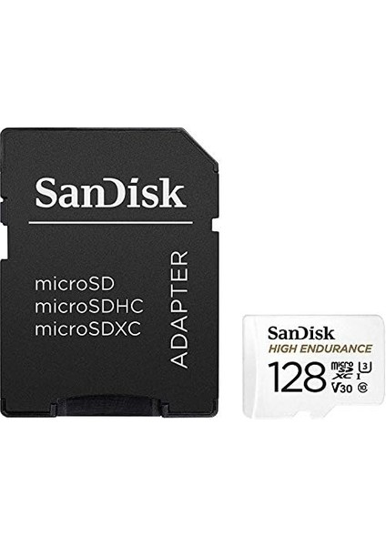 High Endurance Microsdxc Bellek Kartı 128 GB + Adaptör (Dash Camları ve Özel Güvenlik Kameraları Için, 100 Mb/s Okuma, Full Hd ve 4K Videolar Için V30)