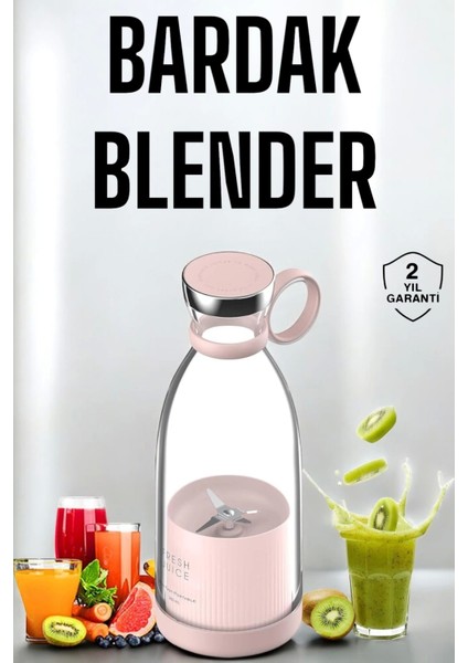 Bardak Blender Smoothie Meyve Sıkacağı Şarjlı Cam Taşınabilir