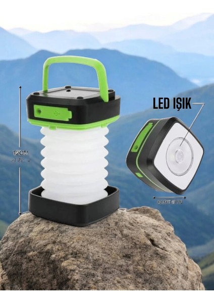 LED Lamba Kamp Lambası Hafif Taşınabilir Şarj Süreli Akordeon El Fenerli