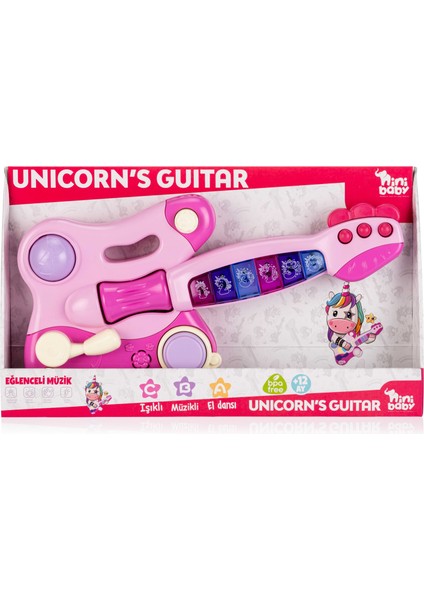 Işıklı Müzikli Gitar Pembe