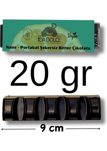 Portakal-Nane Çikolata ( Şekersiz, Glütensiz,Vegan) 3 Adet 20 gr modelleri