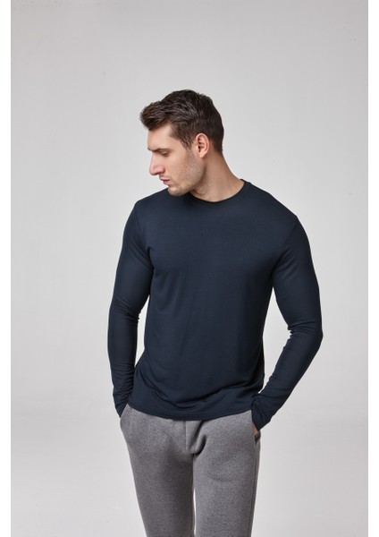 Sıfır Yaka Uzun Kol Erkek T-Shirt 1620