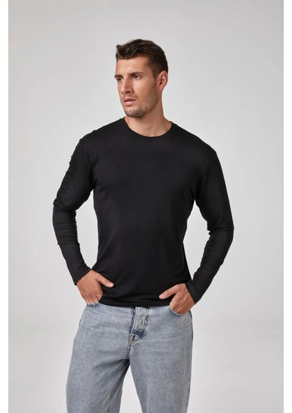 Sıfır Yaka Uzun Kol Erkek T-Shirt 1620