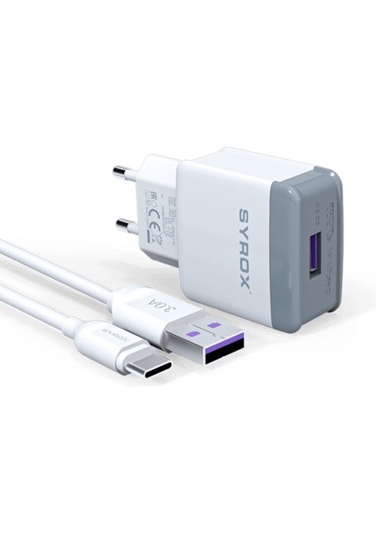 Umut Bilişim Teknolojileri _ Htc 10 Uyumlu 18W 3.0A Type-C Hızlı Şarj Cihazı / Şarj Aleti Seti (Adaptör+Kablo)