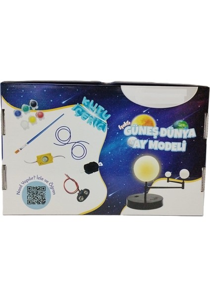 Hayal Sepeti Işıklı Güneş Dünya Ay Modeli Gezegen Maket Boya Fırça Lamba Eğitici Maket Deney Plastik Güneş Sistemi