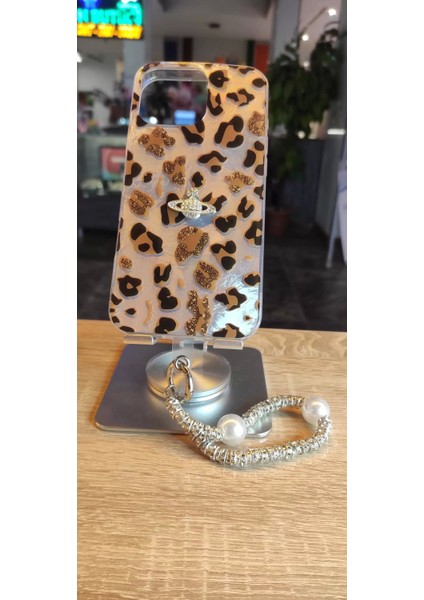 Apple iPhone 15 Uyumlu Leopar Tasarım Kılıf Taşlı Askılı Kapak Darbe Korumalı Hologram Kapak fırsatları