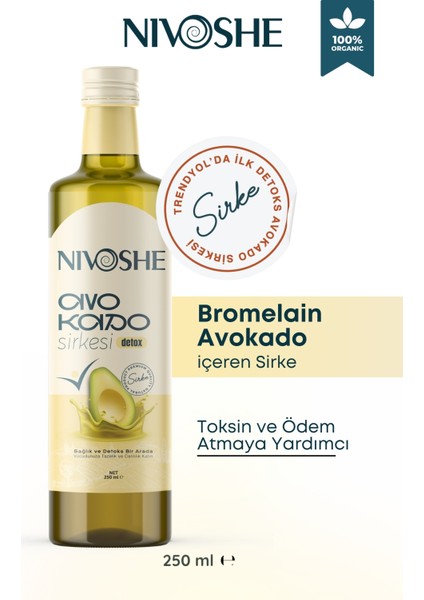 Premium Detox Sirke Bromelain Avokado Mix Doğal Fermantasyon 250ML 2. Ürün 1 TL