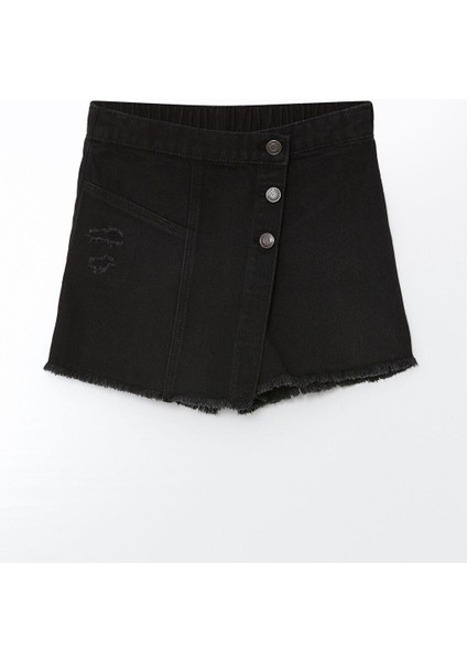 Lcw Kids Beli Lastikli Kız Çocuk Jean Şort Etek