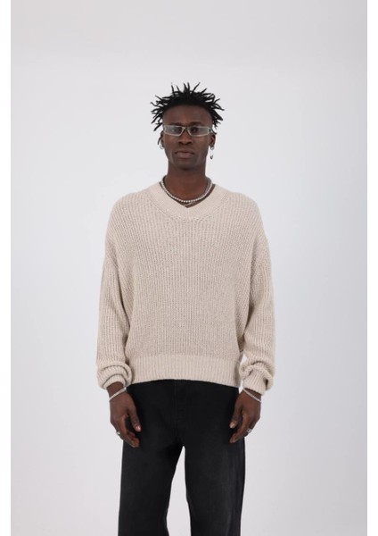 Erkek Oversize V Yaka Triko Kazak modelleri