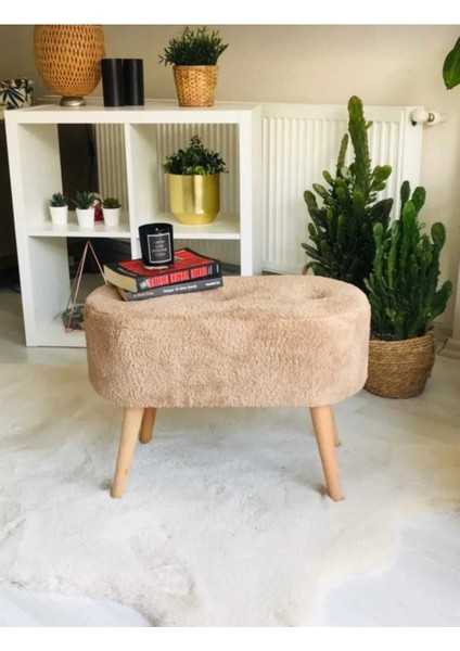 Ahşap Ayaklı Handmade Geniş Oturum Krem Welsoft Kumaş Pofidik Puf Bench ,ayak Ucu Uzatmalık,berjer fiyatları