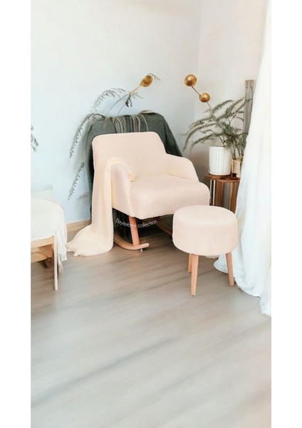 Çay Seti ,kırık Beyaz,tekli Koltuk Berjer ve Puf Takımı (Salon, Balkon, Ofis) 3lü Takım