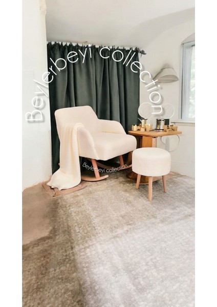 Çay Seti ,kırık Beyaz,tekli Koltuk Berjer ve Puf Takımı (Salon, Balkon, Ofis) 3lü Takım