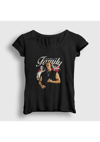 Kadın Siyah Family Fast And Furious Hızlı ve Öfkeli T-Shirt