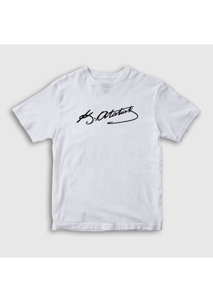Çocuk Beyaz Kemal Atatürk Imzalı T-Shirt