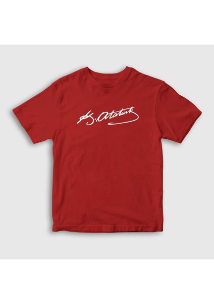 Çocuk Kırmızı Kemal Atatürk Imzalı T-Shirt