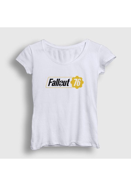 Kadın Beyaz Fallout 76 Logo Oyun T-Shirt