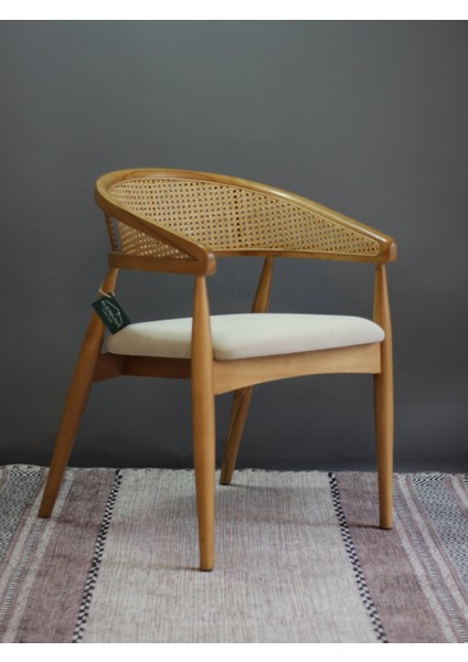 Berlin Ahşap Sandalye, Doğal Hazeran Sırtlı, Konforlu Oturum, Modern Tasarım