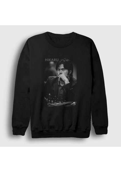 Unisex Siyah Hikaru Nakamura Büyükusta Satranç Sweatshirt