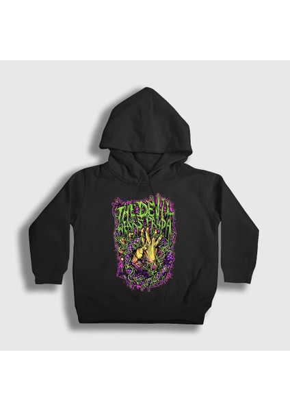 Unisex Çocuk Siyah Hands The Devil Wears Prada Kapüşonlu Sweatshirt