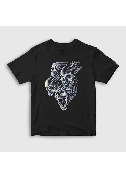 Çocuk Siyah Smoke Skulls Duman Kurukafalar T-Shirt