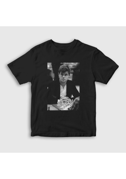 Çocuk Siyah Magnus Carlsen Büyükusta Satranç T-Shirt