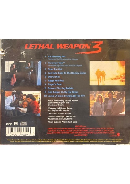 Music From The Motion Picture Lethal Weapon 3 Sting,Eric Clapton,Elton John (1992 Baskı Cd)