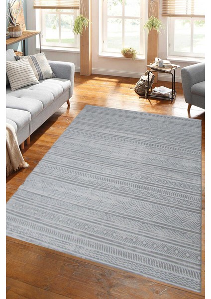 Nepal 5398A Gri-Krem Lazer Kesim Makine Halısı Dokuma Taban Oturma Odası-Salon modelleri