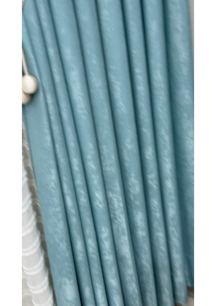 Kadife Dokulu Lüks Fon Perde Açık Turkuaz Sık Pile (Tek Kanat) modelleri