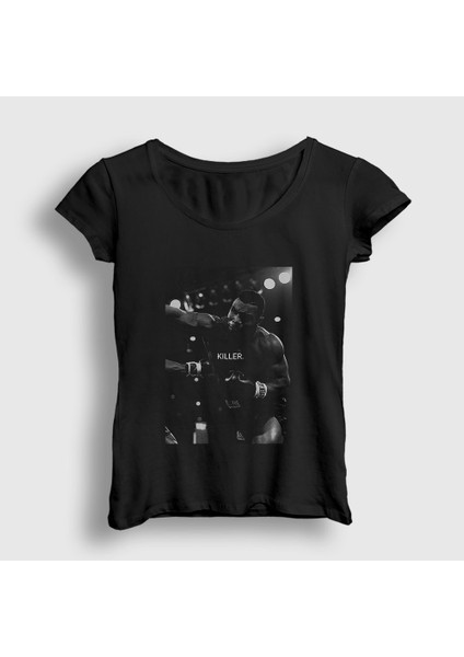 Kadın Siyah Killer Mike Tyson Boks Boxing T-Shirt