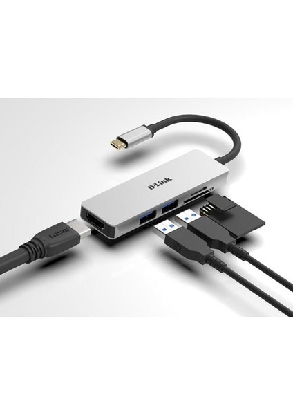 D-Lınk DUB-M530 Type-C Çoklayıcı Dönüştürücü 4K 5i1 Arada